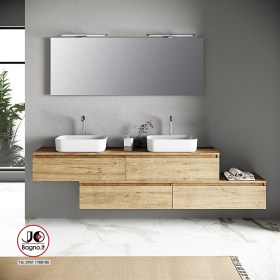 Grande mobile bagno 220 cm con doppio lavabo GIGLIO - Rovere Miele