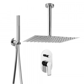 Kit doccia con soffione e braccio a soffitto incluso di  miscelatore TondoeQuadro