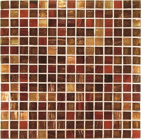 V4380 ROSSO RAMATO Mosaico in Pasta di Vetro a Tessere Gold / Bronze