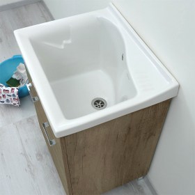 Dettaglio vasca 61x50 Lago su mobile lavanderia Olmo Naturale  