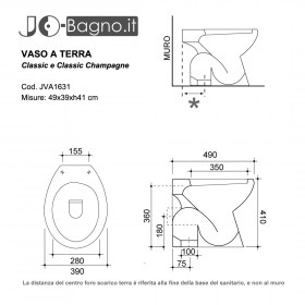 Vaso a terra Classic champagne tecnica