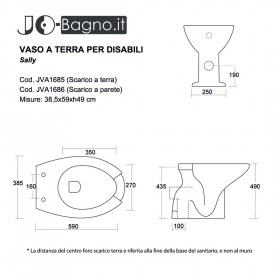 WC disabili per Bagno Scarico a Terra e Scarico Parete tecnica