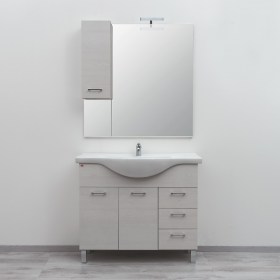 Composizione bagno da 80 cm con ante, cassetti e consolle da incasso serie Gaia Quercia Bianco 