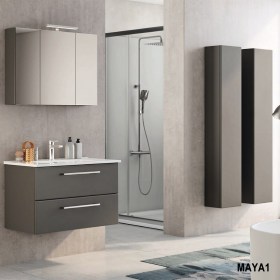 Composizione Arredo bagno sospesa Maya1 Quarzo Opaco