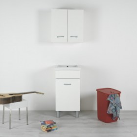 Mobile bianco opaco con vasca in ceramica 45x50 incluso di strizzatoio Bianco Opaco