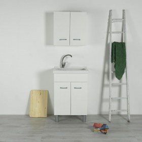 Specchiera bagno contenitore 67 x 58 cm effetto legno bianco venato con  un'anta