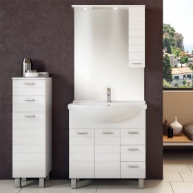 Composizione bagno a terra 85 con ante e cassetti Rigo1