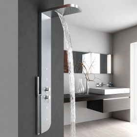 Colonna Doccia Attrezzata h150 Acciaio Inox con Cascata ATHOS disponibile in Versione Lucido e spazzolato