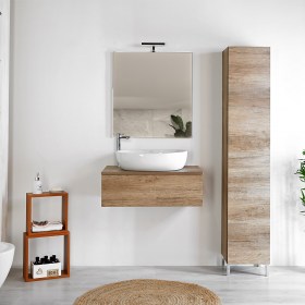 Arredo bagno cassettone sospeso lavabo appoggio colonna terra  KLARA 70 