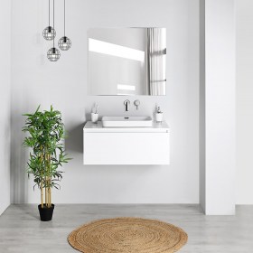 Cassettone bagno lavabo disponibile anche su misura in MDF Laccato per rubinetto a parete