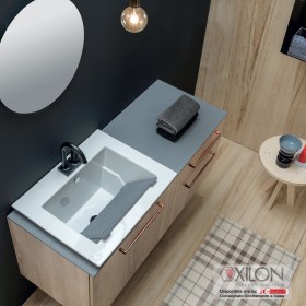 Mobile Bagno Sospeso GHOST con piano in Ocritech Antracite Opaco