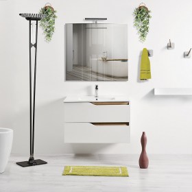 Mobile Bagno Sospeso GRACE2 Mobile Bianco Lucido con catena Quercia Naturale (COMBINAZIONE 2)