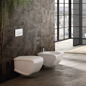 Sanitari bagno sospesi 54x38 Hi-Line in ceramica bianca lucida 