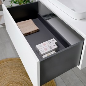Cassettone bagno lavabo disponibile anche su misura in MDF Laccato per rubinetto a parete