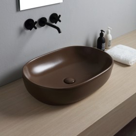 lavabo appoggio aurora 58 in ceramica Marrone Matte 