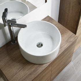 Mobile bagno sospeso con ante KLARA con Lavabo TERRA circolare