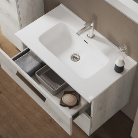 Mobile sospeso Angela con lavabo da incasso in ceramica 