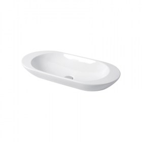 Lavabo da appoggio 80x41 cm Ovo in ceramica bianca lucida