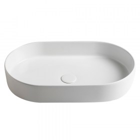 Lavabo appoggio ovale 60x36 dal bordo extra slim senza foro per la rubinetteria 