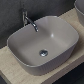 Lavabo da appoggio 50x38 Loom in ceramica colorata Tortora 