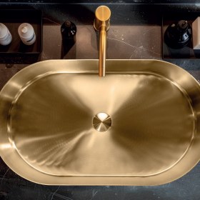 Lavabo in Acciaio Inox finitura Gold con finitura PVD
