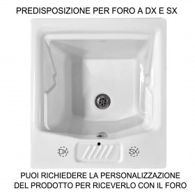 Lavatoio in Ceramica NILO 46x51 Predisposto Foro a Dx o Sx