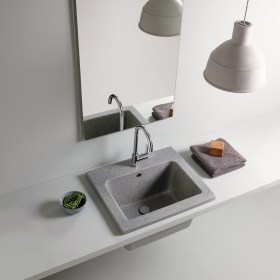 YORK 60 x 51 Lavatoio Lavabo Design Effetto Pietra Grigio