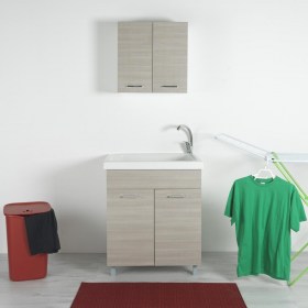Stanza Lavanderia moderna nel colore Beige con vasca in ceramica 75x65