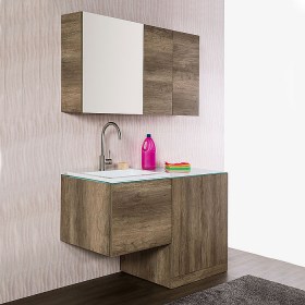 Mobile lavanderia Unika con lavabo Zeus e portalavatrice incluso di top in cristallo 