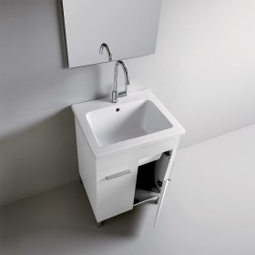 Mobile lavatoio design YORK 60x51 con mobile MDF Bianco Chiusura Rallentata