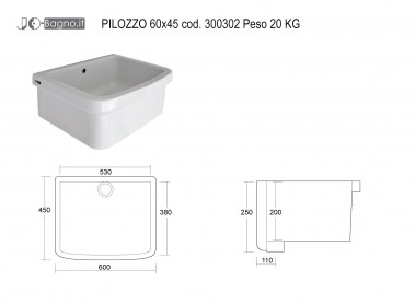 Vasca lavatoio in ceramica 60x45 tutta vasca ideale da interno ed esterno