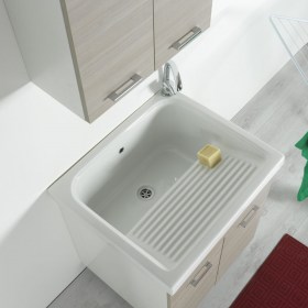 Grande vasca lavatoio 75x65 in ceramica Bianca