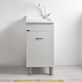 Pilozzo Lavatoio in ABS e mobile in legno bianco 45x60 Athena