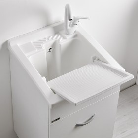 Pilozzo in Abs e mobile in legno bianco 45x60 / 50x50 / 45x50  Athena con asse di lavaggio