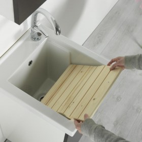 Lavatoio ticino 45x50 a tutta vasca realizzato in ceramica bianca lucida con predisposizione per foro miscelatore a Dx o a Sx