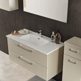 lavabo rettangolare in ceramica da incasso con mobile sospeso per collezione Maya1 da 60