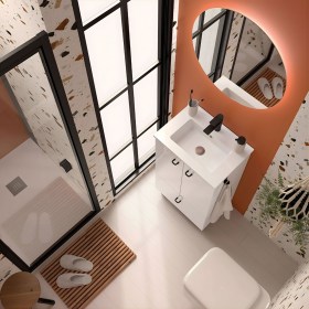 mobile bagno a terra 50 cm lavabo ceramica 2 ante 1 cassetto