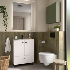mobile bagno a terra 70 cm lavabo ceramica 2 ante 1 cassetto