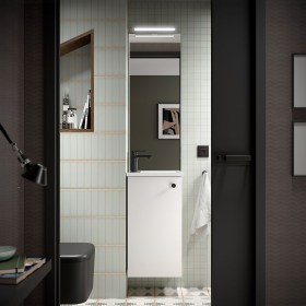 Mobile bagno lavabo moderno sospeso 39x23,3xh72 cm - Bianco Satinato