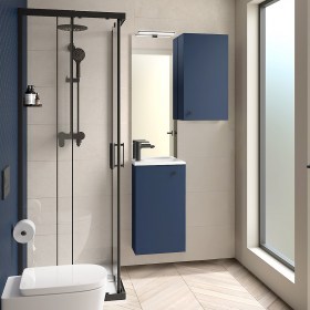 Mobile bagno lavabo moderno sospeso 39x23,3xh72 cm - Blu Satinato