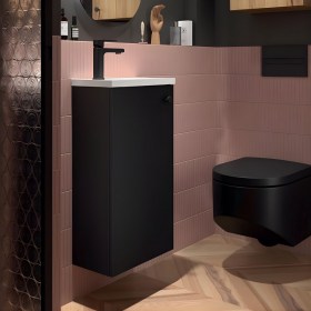 Mobile bagno lavabo moderno sospeso 39x23,3xh72 cm - Nero Satinato