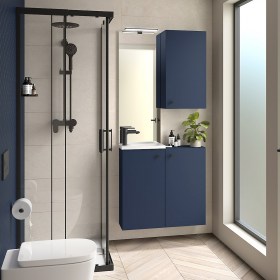 Mobile bagno lavabo moderno sospeso 78x23,3xh72 cm - Blu Satinato