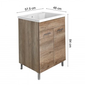 Mobile Lavatoio BUCKET 60x50 con vasca in ABS per lavanderia Misure