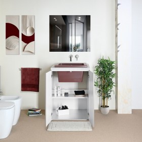 Mobile lavanderia moderna YORK con TOP con comodo ripiano interno estraibile