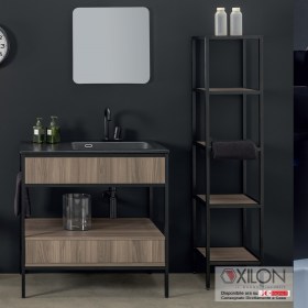 Struttura SKEMAin alluminio con lavabo in ceramica Nero Matt di Xilon