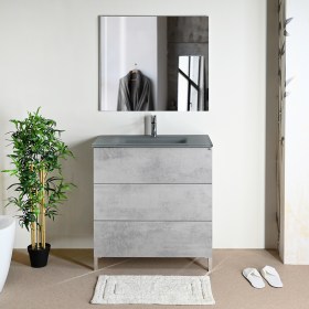 Mobile bagno moderno con tre cassetti 80 e 100 cm KLARA con lavabo in vetro