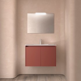 Mobile Bagno 80 con Ante NOYAN Rosso Satinato