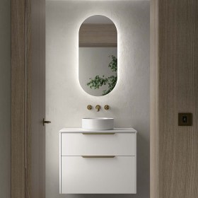 mobile bagno moderno lavabo appoggio 80 LUMA Bianco satinato