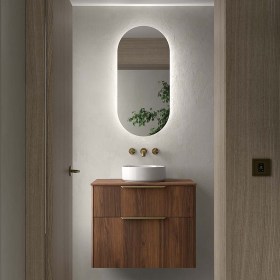 mobile bagno moderno lavabo appoggio 80 LUMA Noce