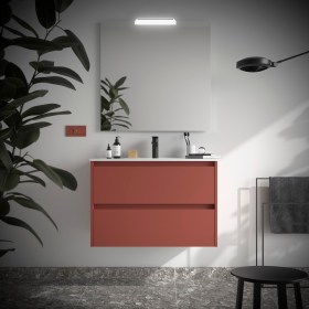 Mobile Bagno 80 con Cassetti NOYAN Rosso Satinato